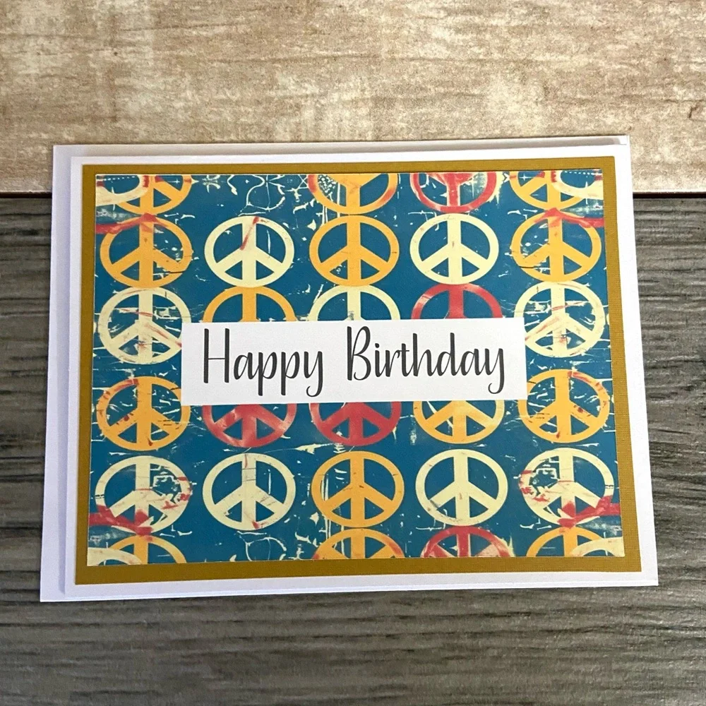 Peace Sign Birthday /Hello Greeting Cards Set of 4